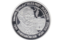 Hans-Dietrich-Genscher- Erinnerungsmedaille. Foto: Numismatischer Verein Halle e. V.